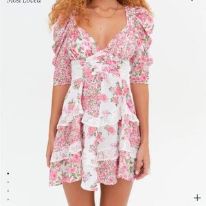 For Love And Lemons Pink Rosalyn Mini Dress NWT